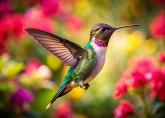 Fototapeta premium Hummingbird in Flight: A Documentary Photography Style Image