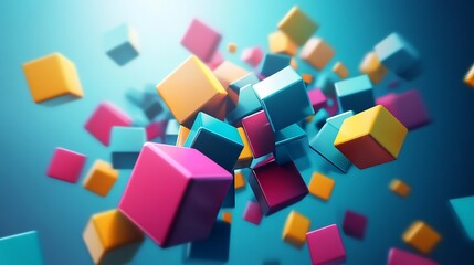 Obraz premium Geometric Cubes Colliding Creating Futuristic Visual Chaos Original Background