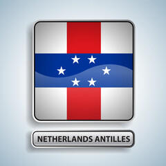 Netherlands Antilles flag square button Isolated on color gradient background. Exclusive Icon flag