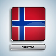 Obraz premium Norway flag square button Isolated on color gradient background. Exclusive Icon flag