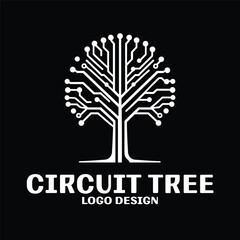 Circuit Tree Vector Logo Design