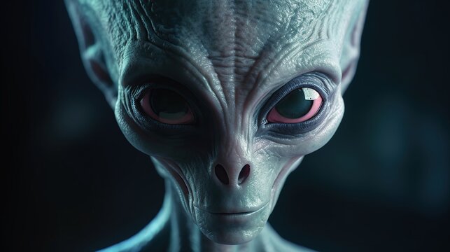 alien on a dark background with light effects