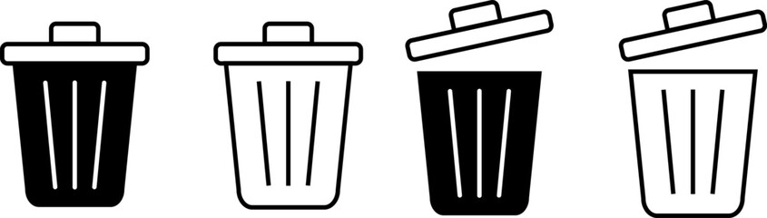 Trash icon set. Rubbish can icons. delete sign. Bin icon symbol