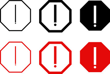 Fototapeta premium Warning icon set. Symbol danger. Attention caution sign. danger Exclamation mark signs 