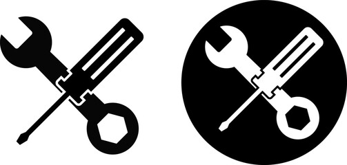 wrench and Screwdriver icon set. hammer and screwdrivers symbol. Settings and repair symbol. service sign. Maintenance tools