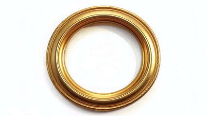 Luxurious Shiny Gold Circle Frame on White Background - Perfect for Elegant Designs