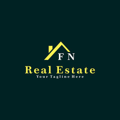 Fototapeta premium FN Initials Real Estate Logo Vector Art Icons and Graphics