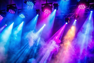 Macro Photography: Blue & Purple Stage Lighting with Fog, Dramatic Close-up