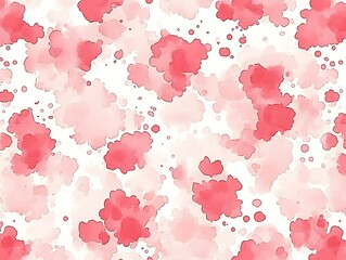 Watercolor Effect Seamless Pattern with Pink Blots on White Surface