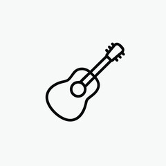 acoustic guitar icon in black and white. Perfect for music, performance, and entertainment designs