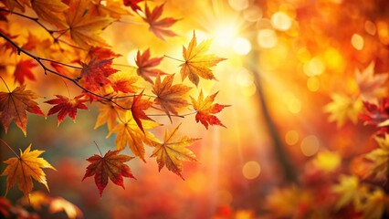 Miniature Autumn Leaves Background:  Charming Fall Foliage Tilt-Shift Photography