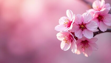 Fototapeta premium Delicate pink cherry blossoms, full bloom, soft petals , sakura, flowers, full bloom