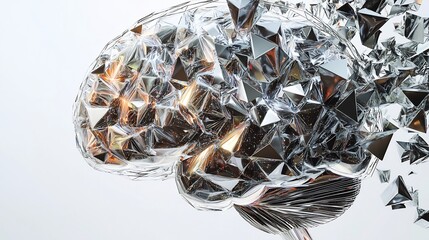 Shattered Crystal Breaking Apart on White