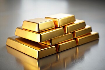 Minimalist Gold Bars Stack, Luxury Wealth Concept Stock Photo