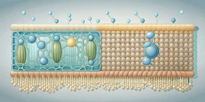 Minimalist Illustration: Cellular Membrane Transport Mechanisms - Diffusion, Osmosis, Active Transport