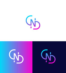 Modern Intertwined ND, SN, NS Monogram Logo Design Gradient Colors