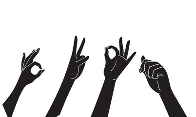 silhouette of handsExpressive Silhouettes of Hands Vector Collection.


