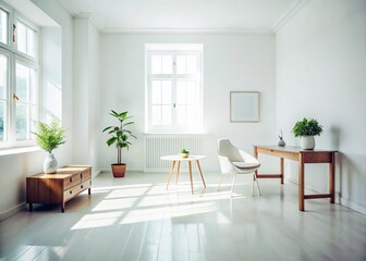 Fototapeta premium Minimalist White Room Vintage Photography: Clean Lines & Simple Elegance