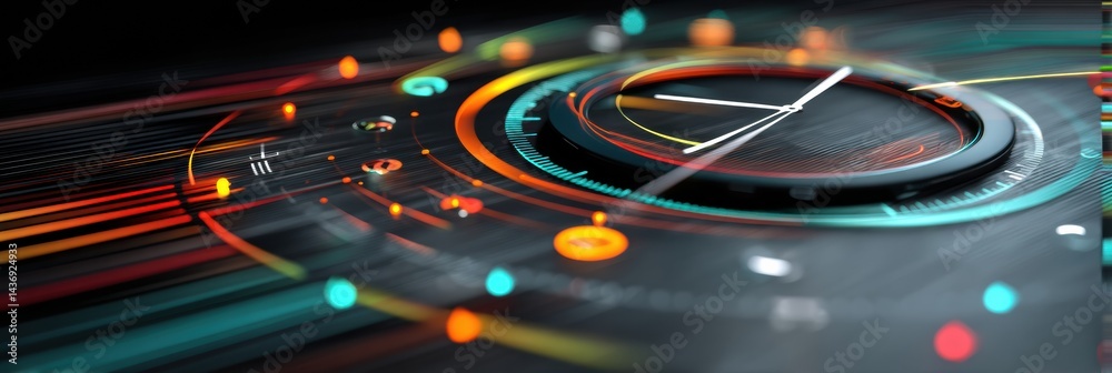 Aufkleber Futuristic Smartwatch Interface Concept Featuring Colorful Motion UI for Tech Enthusiasts and Designers