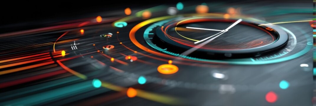 Futuristic Smartwatch Interface Concept Featuring Colorful Motion UI for Tech Enthusiasts and Designers