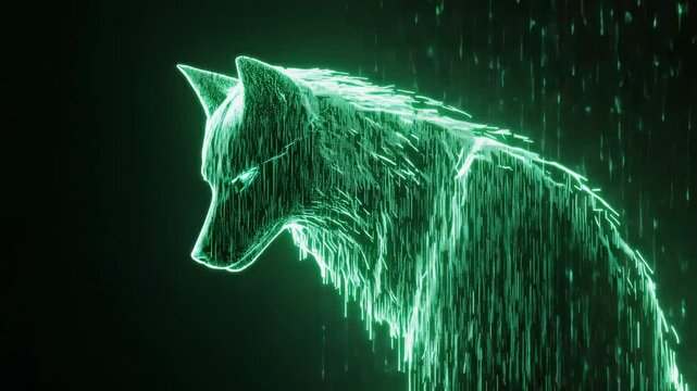 green illustration of a wild wolf head silhouette in the snow, perfect for animal and pet-themed design or tattoo art