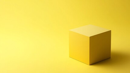 Fototapeta premium Soft Matte Cube Structure In Minimalistic Style Placed Clean Yellow Colored Background