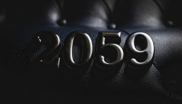 Stylish Metallic Numbers 2059 on Dark Leather Background