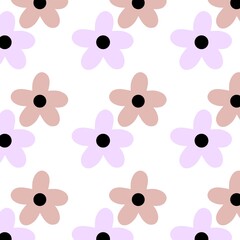 This seamless pattern showcases an array of vivid, colorful flowers in a playful and artistic style. Ideal for spring and summer themes. 