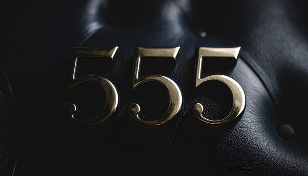Elegant Golden Number 555 on Dark Blue Leather Background