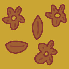 seamless pattern with flowers in yellow red color