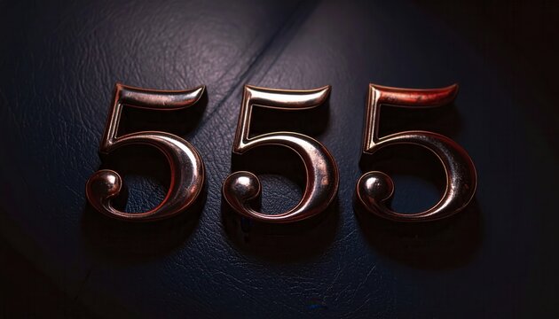  Elegant 555 Bronze Number on Dark Leather Background