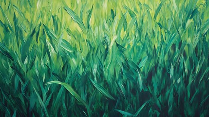 Lush Green Grass Field Artistic Painting Nature Texture Background