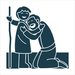 Father's Embrace: Prodigal Son Reunion Illustration Prodigal Son Father embracing a kneeling figure