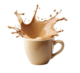 Isolate Hot Coffee in white mug cup on white background.