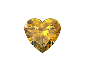 Heart Yellow Diamond Gemstone with high quality, transparent background