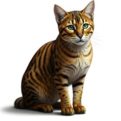 African Golden Cat On White Background