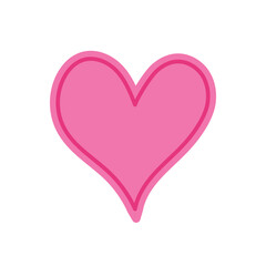 Pink flat heart sticker illustration symbol.