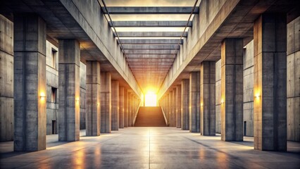 Concrete Architecture Hallway with Sunlight