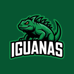 Green Iguana Mascot Logo Design for Sports Teams
