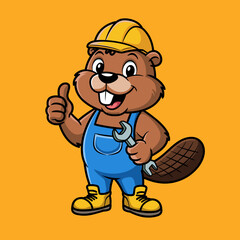 construction Beaver worker cartoon © Joni