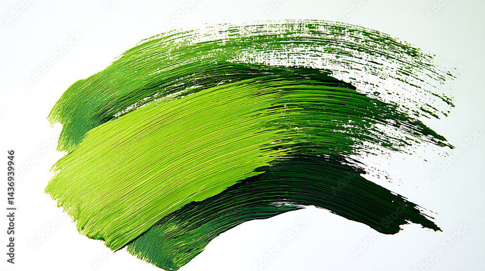Aufkleber vibrant green paint stroke on canvas ideal for art and design projects : generative ai