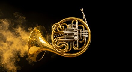 Fototapeta premium French Horn in Smoke