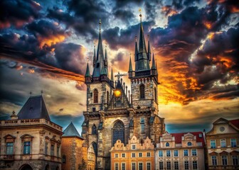 Fototapeta premium Prague's Gothic Charm: Timeless Surreal Architecture, Generative AI