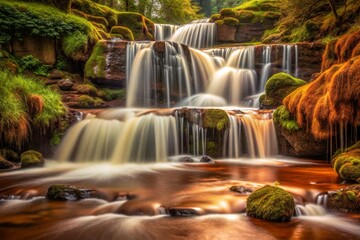 Obraz premium Cascading Waterfall in Lush Forest