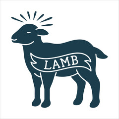 Lamb of God with Halo and Banner Vector