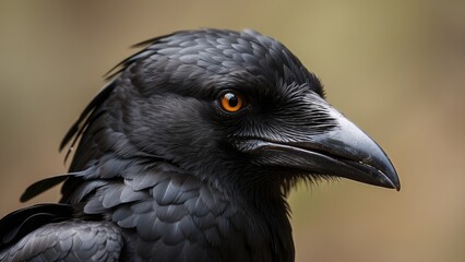 Black Crow Perched on Tree Branch During Autumn