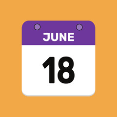 18 june calender icon text page monthly web design.