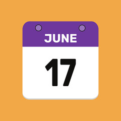 17 june calender icon text page monthly web design.