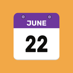 22 june calender icon text page monthly web design.