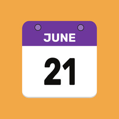21 june calender icon text page monthly web design.